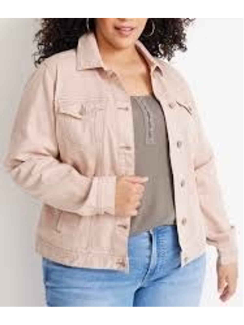 Maurices Dusty Rose Pink Stretch Denim Trucker Jacket Plus Size 2X